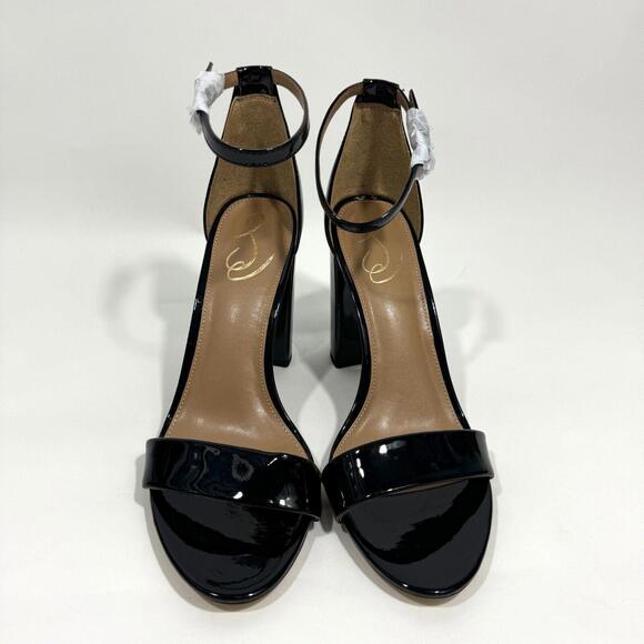 Sam Edelman Women’s Size 10.5 Black Patent Yaro Ankle Strap Block Heel Sandals - Picture 4 of 10